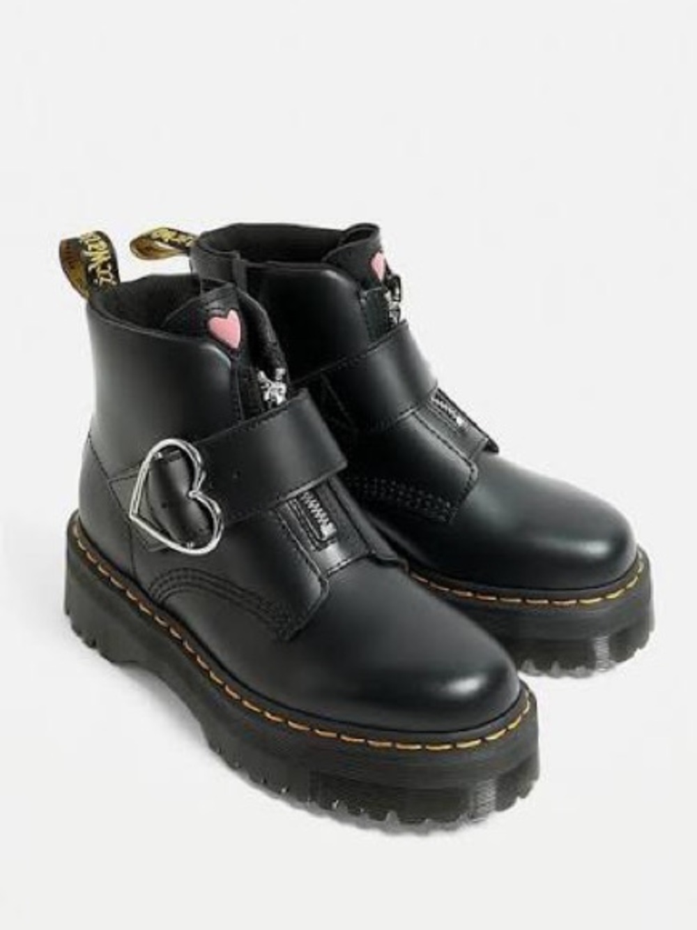 Dr. Martens Lazy Oaf Heart Buckle Women's Platform Ankle Boots